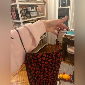 EUC Reformation 4 midi roses spaghetti strap tie adjustable dress